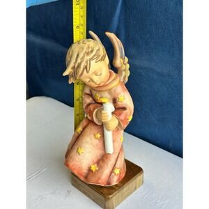 Goebel Angel Figurine w Candle on Wood Base First Issue Best of All